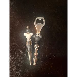 Beaded Custom Made Bottle Opener Pen Silver/Black/White